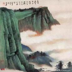 张大千泼彩山水画欣赏